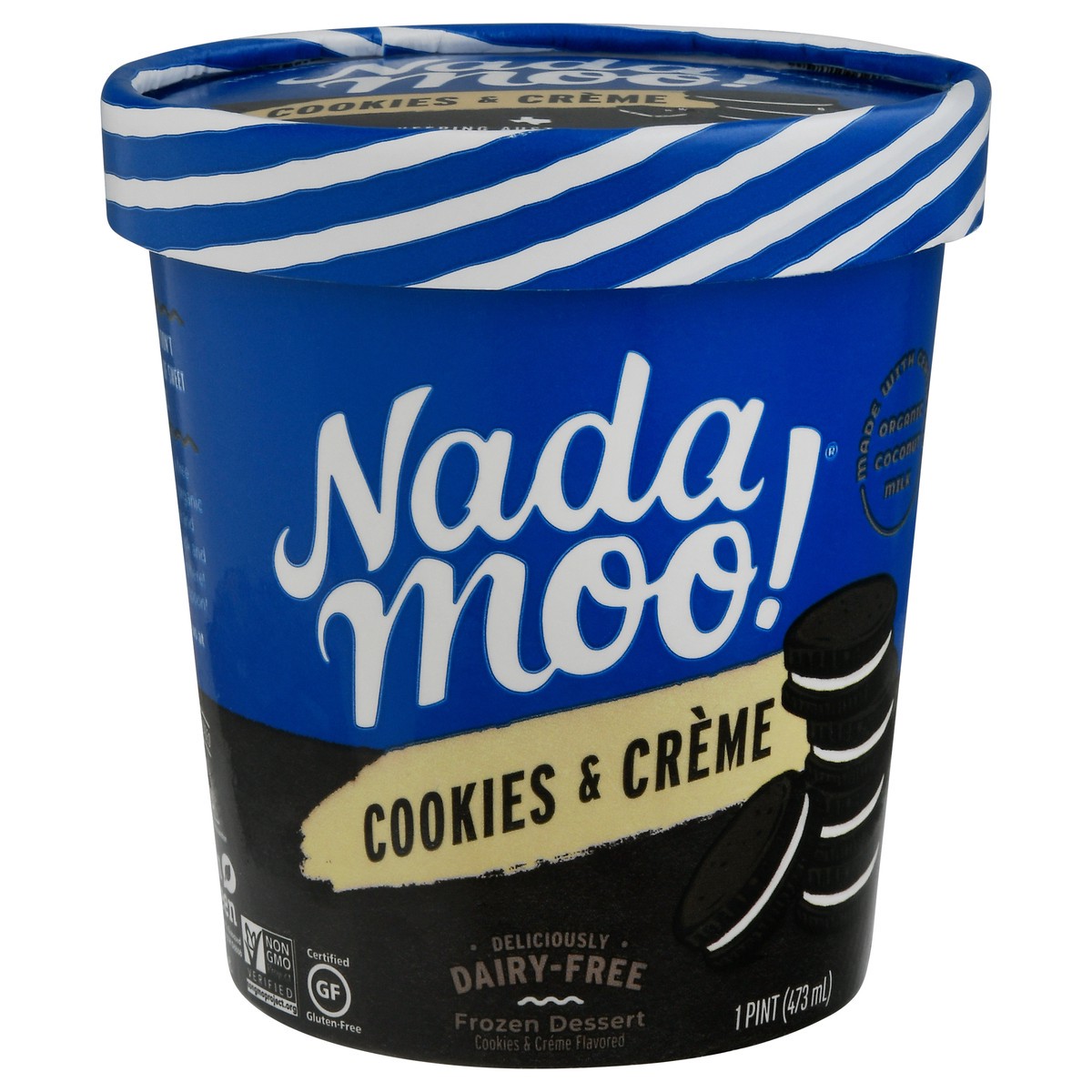 slide 1 of 9, NadaMoo Cookies & Creme Frozen Dessert 1 pt, 1 pint