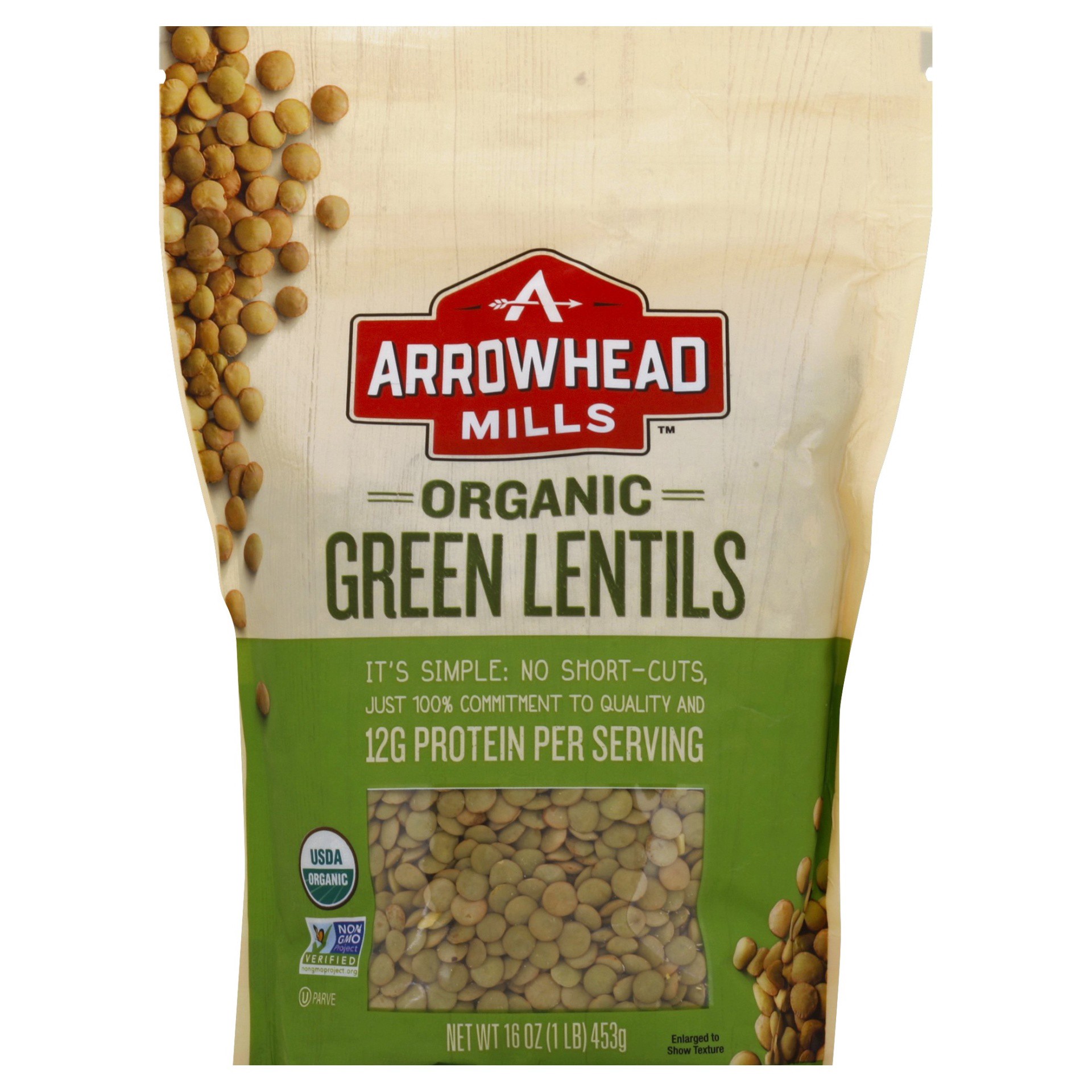 slide 1 of 11, Arrowhead Mills Organic Green Lentils, 16 Oz Bag, 16 oz