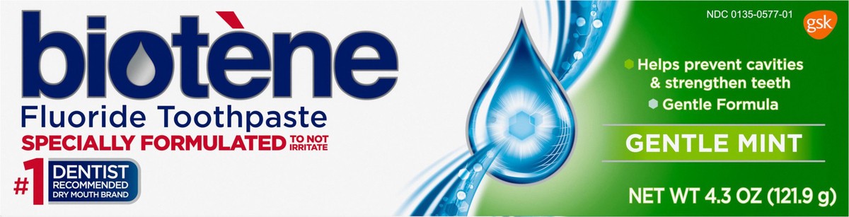 slide 7 of 13, Biotène Fluoride Toothpaste for Dry Mouth Symptoms and Bad Breath, Gentle Mint - 4.3 oz, 4.3 oz