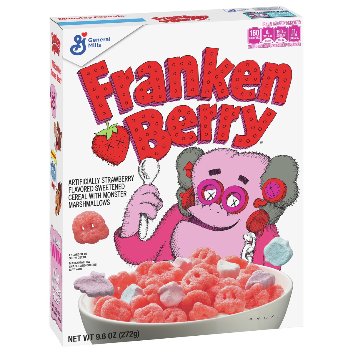 slide 9 of 9, Franken Berry Cereal with Frightful Friends Marshmallows, Kids Breakfast Cereal, Limited Edition, Made with Whole Grain, 9.6 oz, 9.6 oz