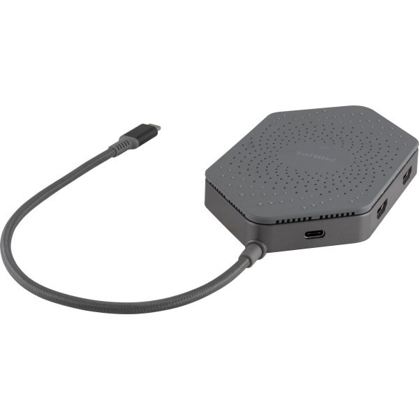 slide 4 of 4, Philips Elite Plus USB-C Travel Docking Station With Qi Charging, Gray, 1 ct