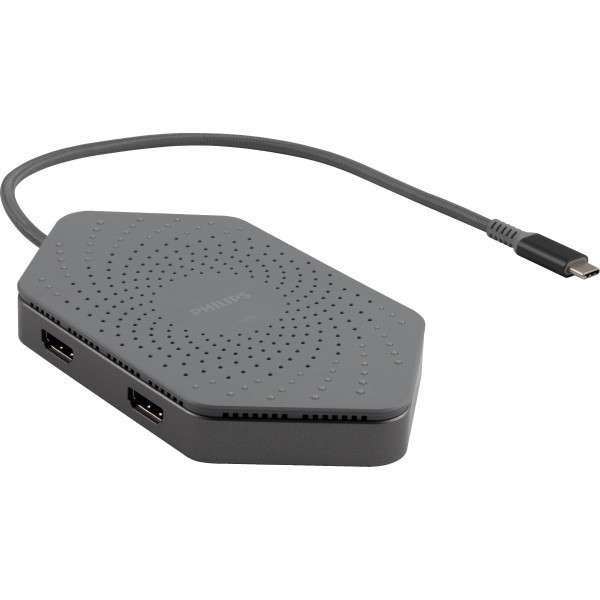 slide 3 of 4, Philips Elite Plus USB-C Travel Docking Station With Qi Charging, Gray, 1 ct