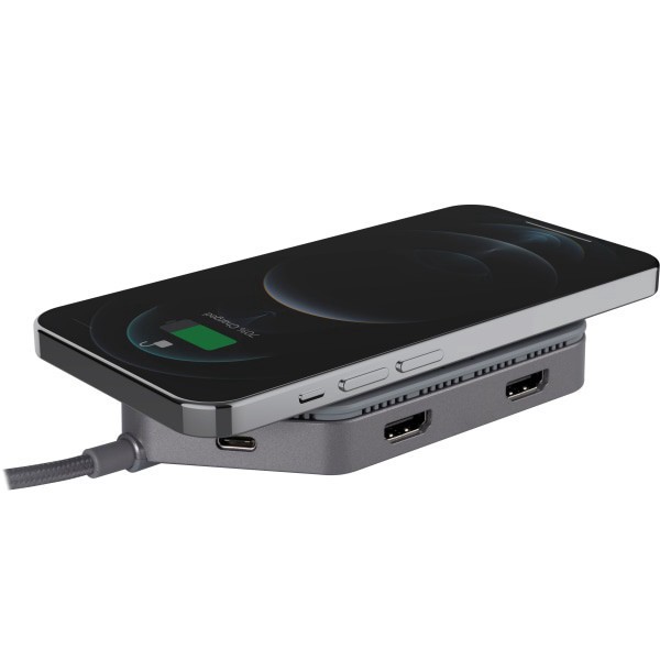 slide 2 of 4, Philips Elite Plus USB-C Travel Docking Station With Qi Charging, Gray, 1 ct