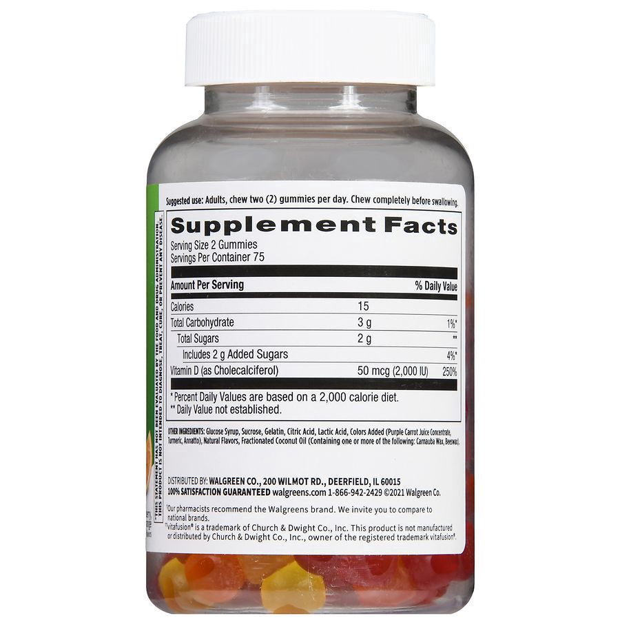slide 3 of 5, Walgreens Vitamin D3 2000 IU Gummies Fruit, 150 ct