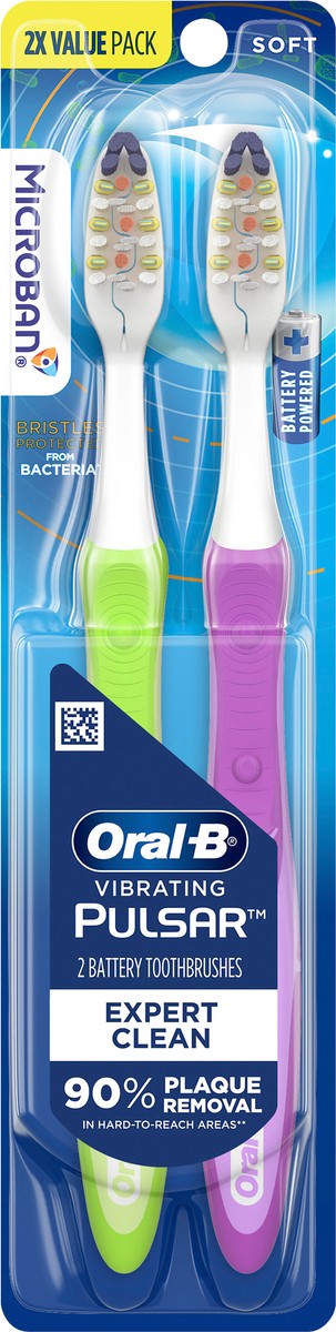 slide 3 of 3, Oral-B Pulsar Battery Powered Soft Toothbrush - 2pk, 2 ct