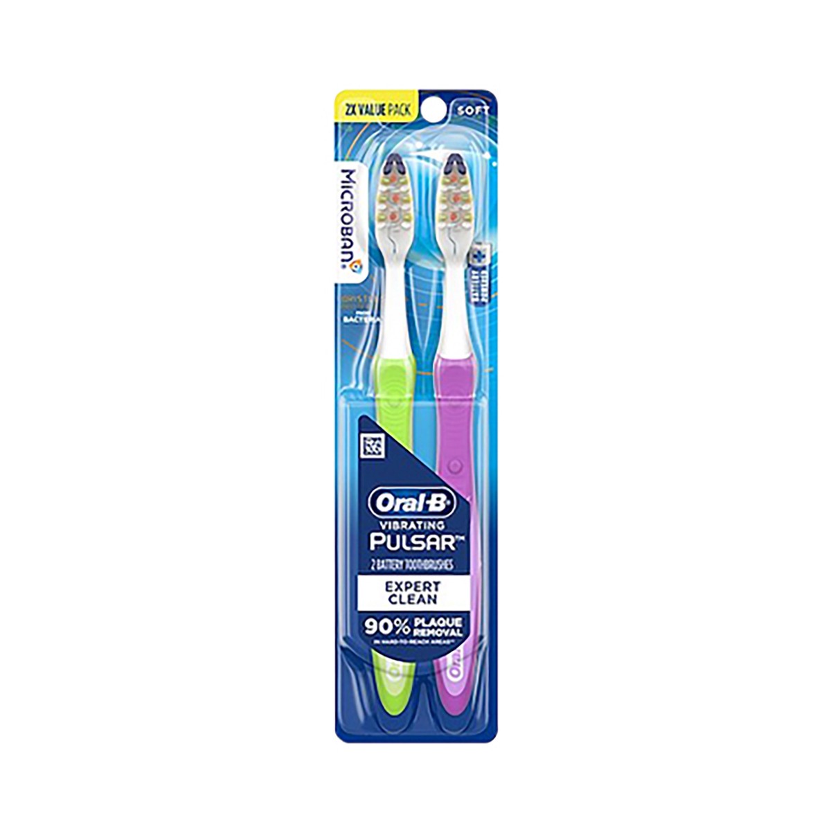 slide 1 of 3, Oral-B Vibrating Pulsar Battery Toothbrush with Microban, Soft, 2 Count, 2 ct