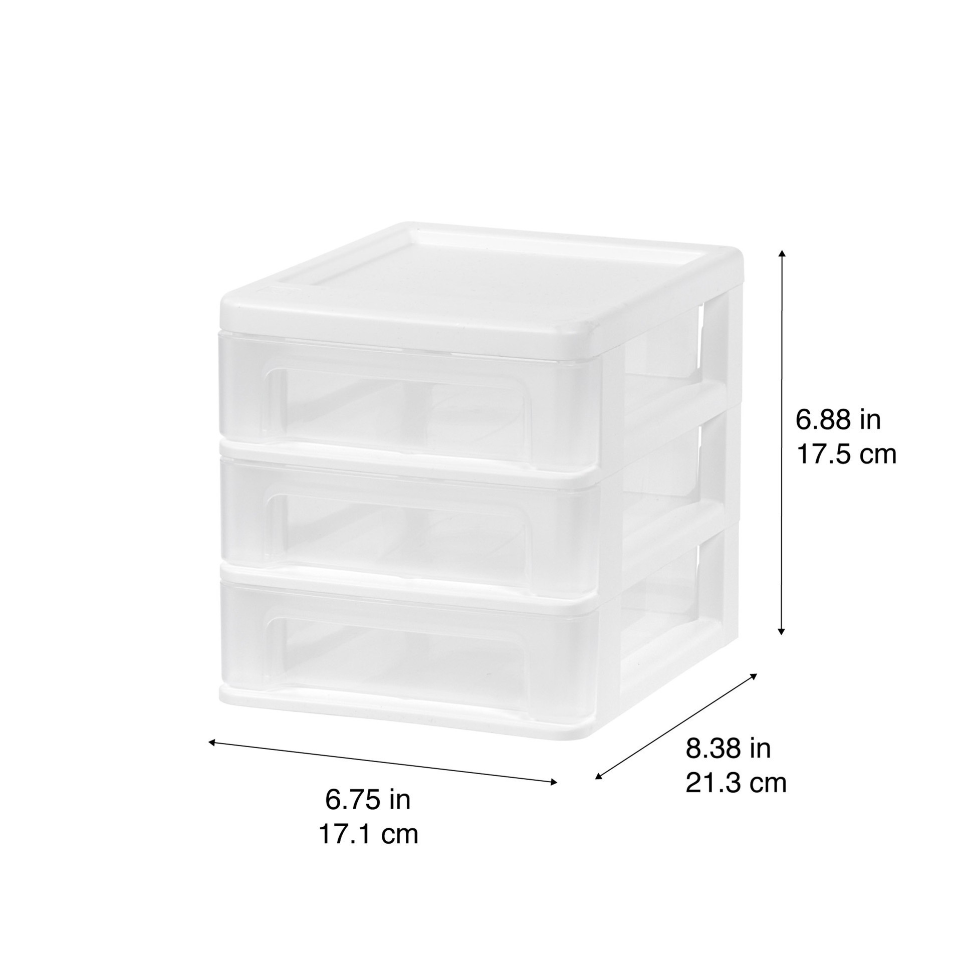 slide 7 of 7, Iris 7" Clear Tabletop Storage Drawers, 6.75 in x 8.38 in x 6.88 in