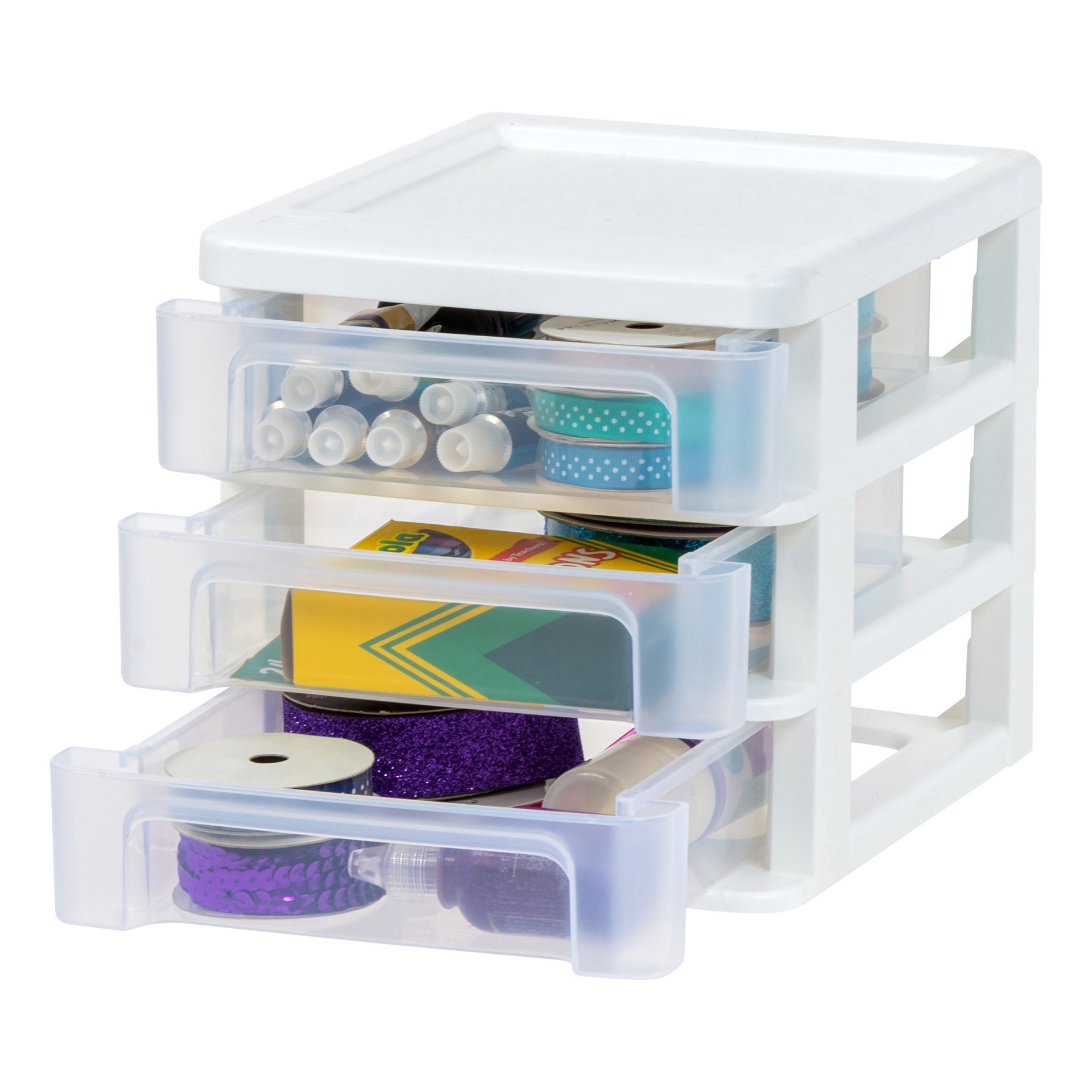 slide 3 of 7, Iris 7" Clear Tabletop Storage Drawers, 6.75 in x 8.38 in x 6.88 in