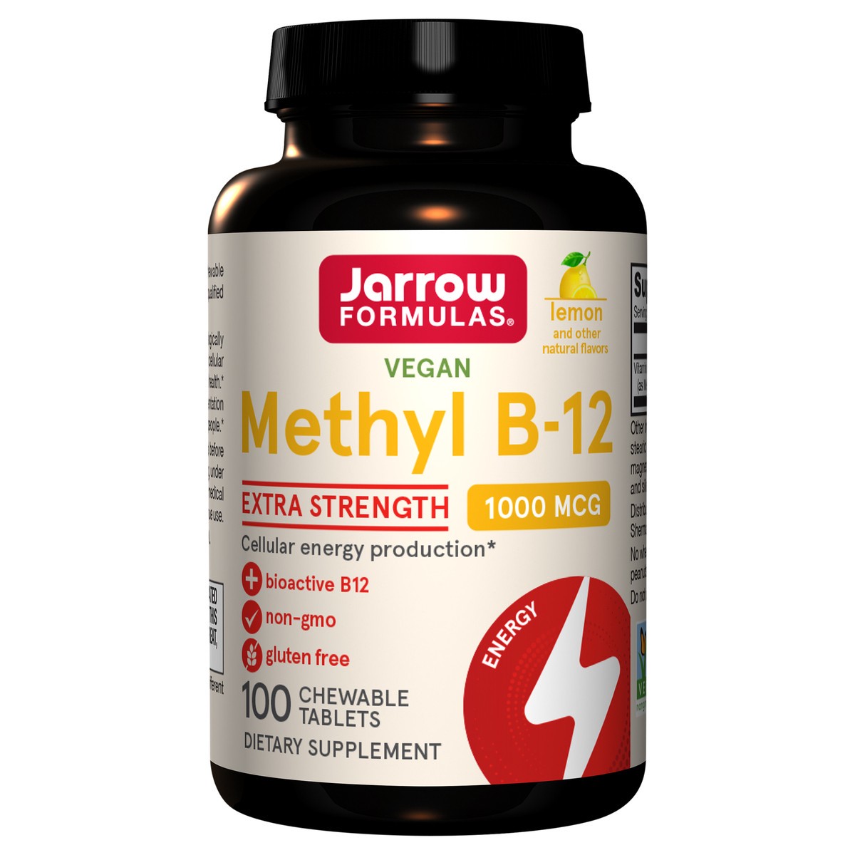 slide 1 of 4, Jarrow Formulas Extra Strength Methyl B-12 1000 mcg - Dietary Supplement - 100 Lemon Flavored Chewable Tablets - Bioactive Vitamin B-12 - Supports Cellular Energy Production, Sleep & Brain Health, 100 ct