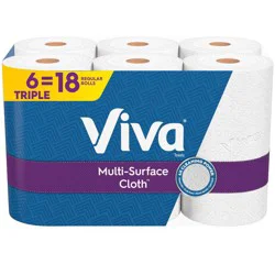 Viva Multi-Surface Cloth Paper Towels, 6 Triple Rolls, 165 Sheets Per Roll
