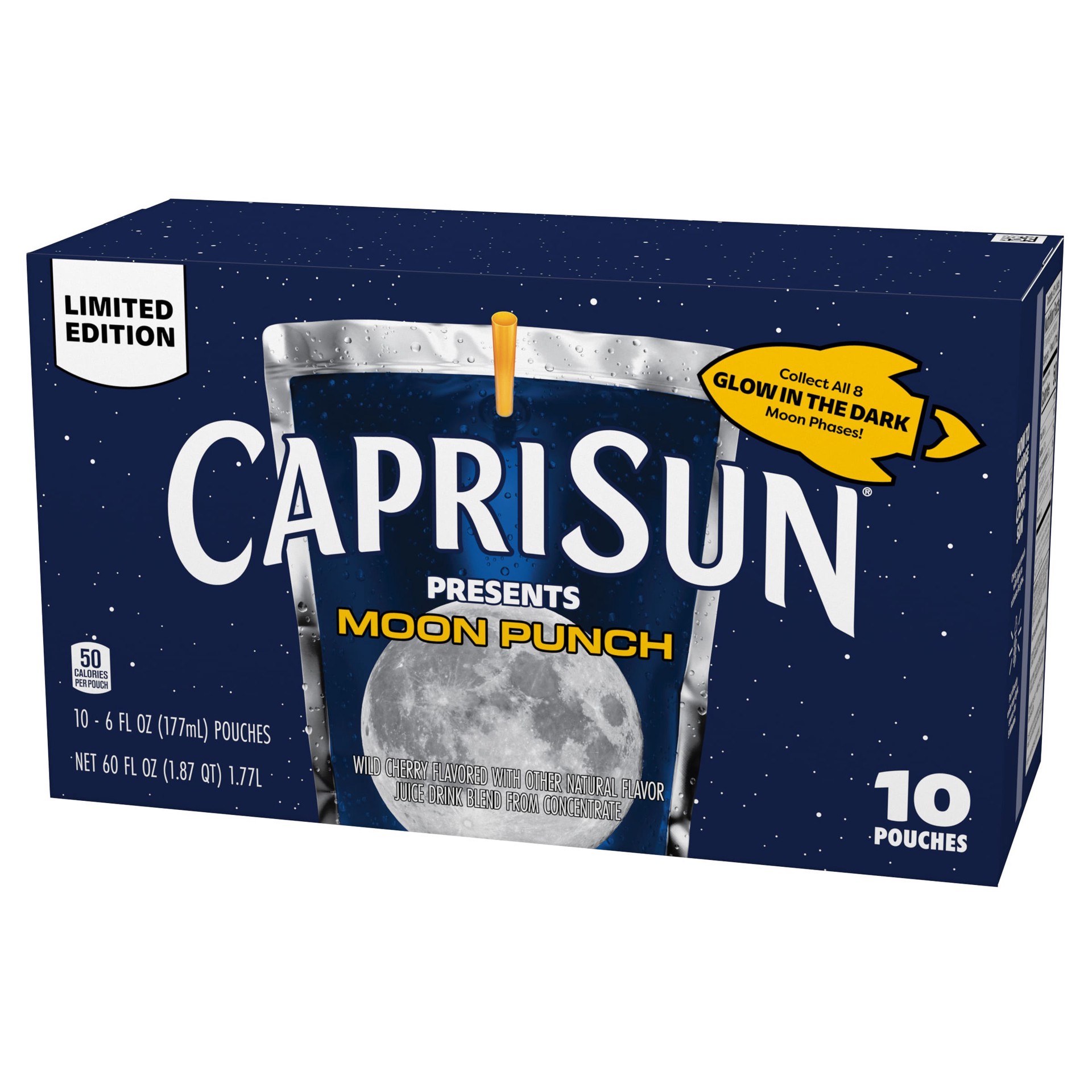 slide 4 of 8, Capri Sun Moon Punch Wild Cherry Flavored Juice Drink Blend from concentrate with other natural flavor 10 ct Box, 6 fl oz Pouches, 60 fl oz