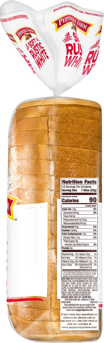 slide 3 of 7, Pepperidge Farm Harvest Classics Soft Rustic White Bread, 20 oz. Bag, 20 oz