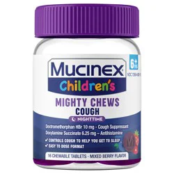 Mucinex Children''s Mighty Chews Nighttime Cough Medicine For Kids - 16ct