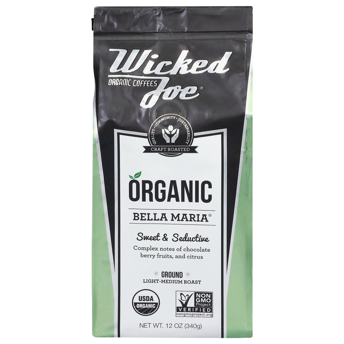 slide 1 of 5, Wicked Joe Coffee Co. Organic Ground Light-Medium Roast Bella Maria Coffee 12 oz, 12 oz