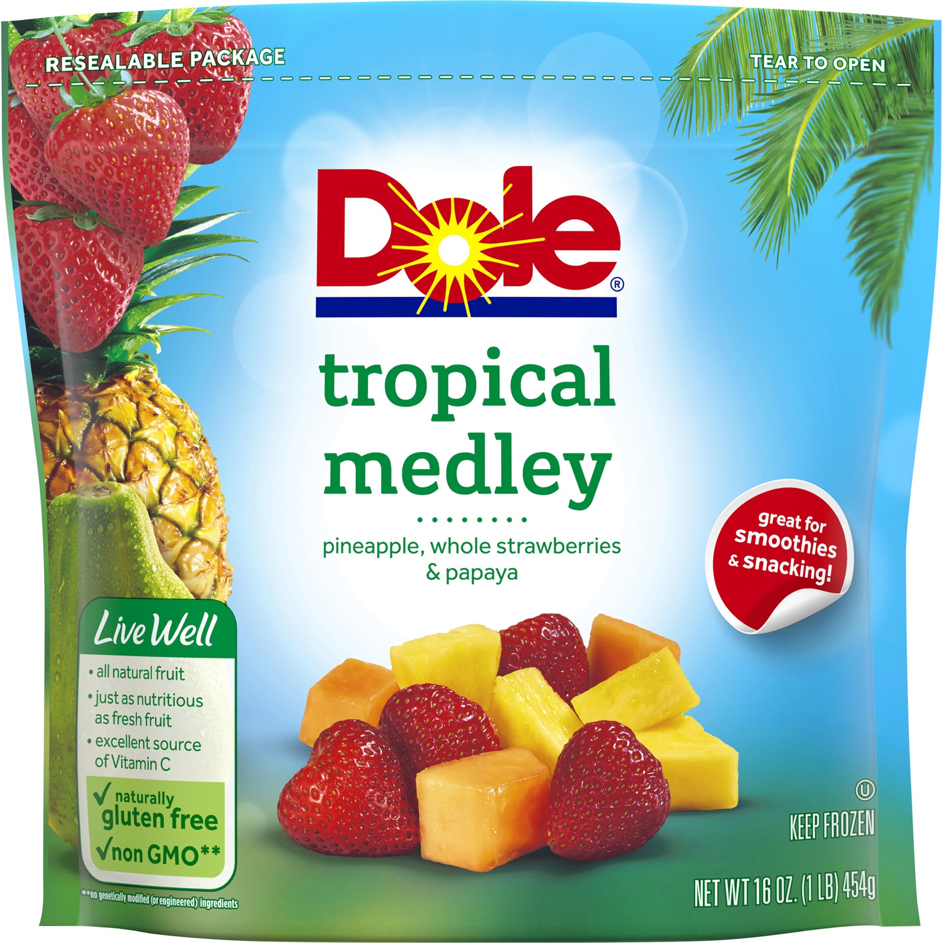 slide 1 of 1, Dole Wildly Nutritious Signature Blends Tropical Medley Mixed Frozen Fruit, 16 oz