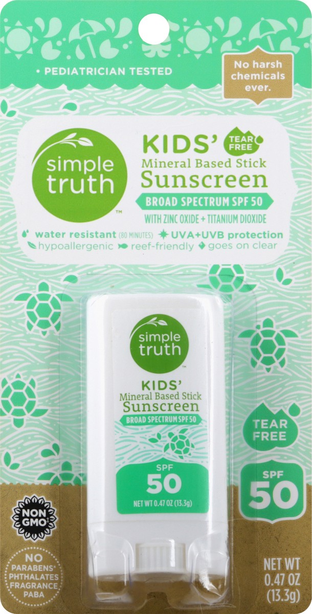 slide 8 of 12, Simple Truth Kids' Broad Spectrum SPF 50 Sunscreen Stick 0.47 oz, 0.47 oz