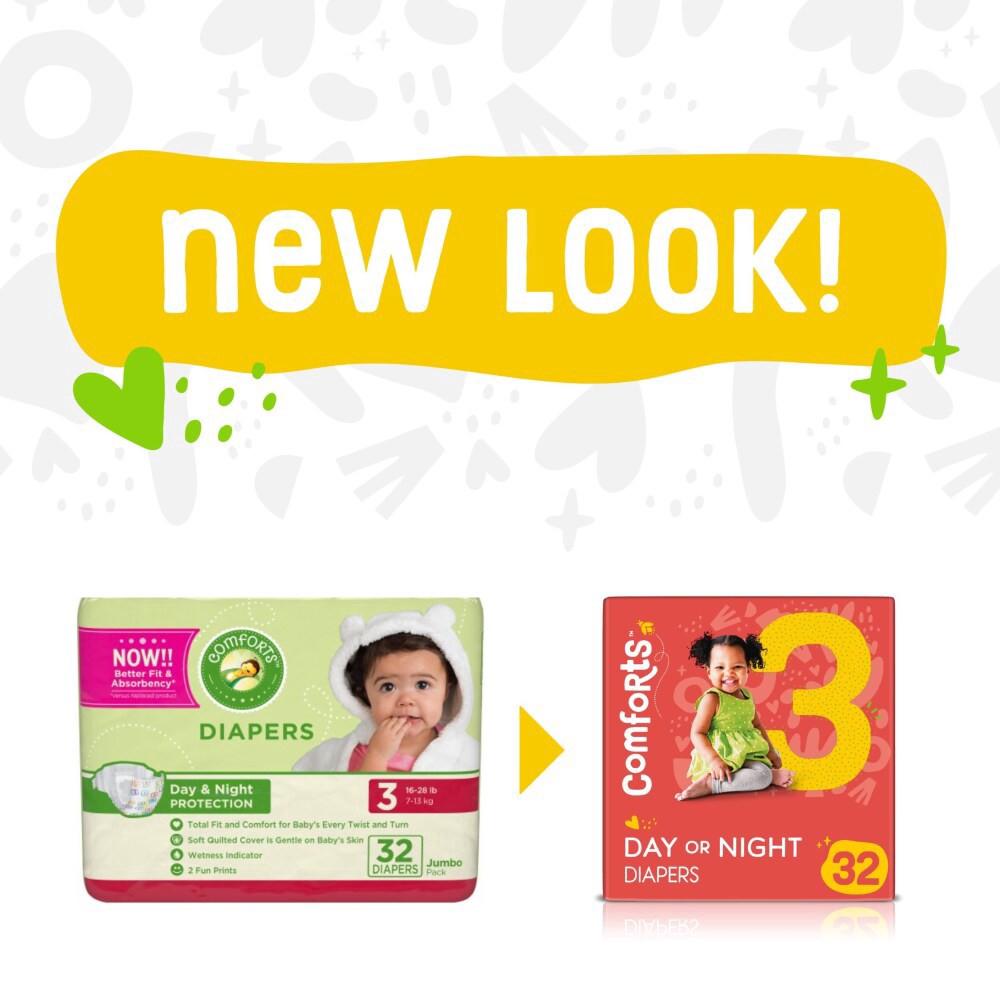 slide 9 of 13, Comforts Size 3 Day Or Night Baby Diapers, 32 ct