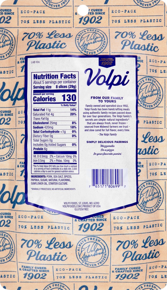 slide 9 of 13, Volpi Pepperoni | Savory & Robust 5oz, 1 ct