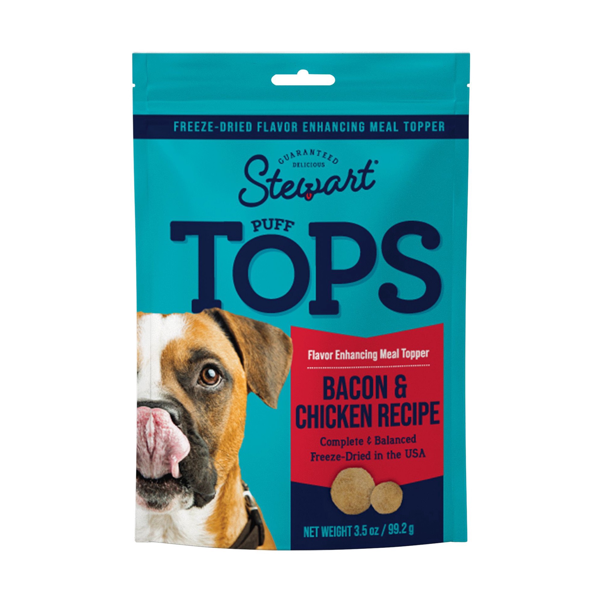 slide 1 of 1, Stewart Puff Tops Freeze Dried Dog Meal Topper - Bacon & Chicken, 1 ct