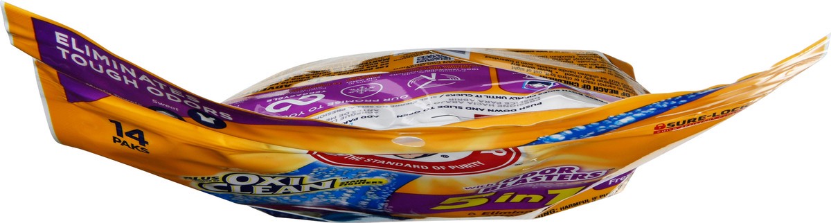 slide 4 of 10, ARM & HAMMER Plus OxiClean with Odor Blasters LAUNDRY DETERGENT 5-IN-1 Power Paks, 14 Count, 14 ct