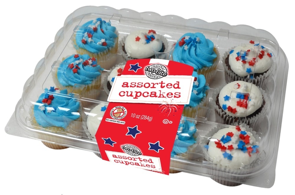 slide 1 of 1, two-bite Mini Assorted Patriotic Cupcakes, 12 ct; 10 oz