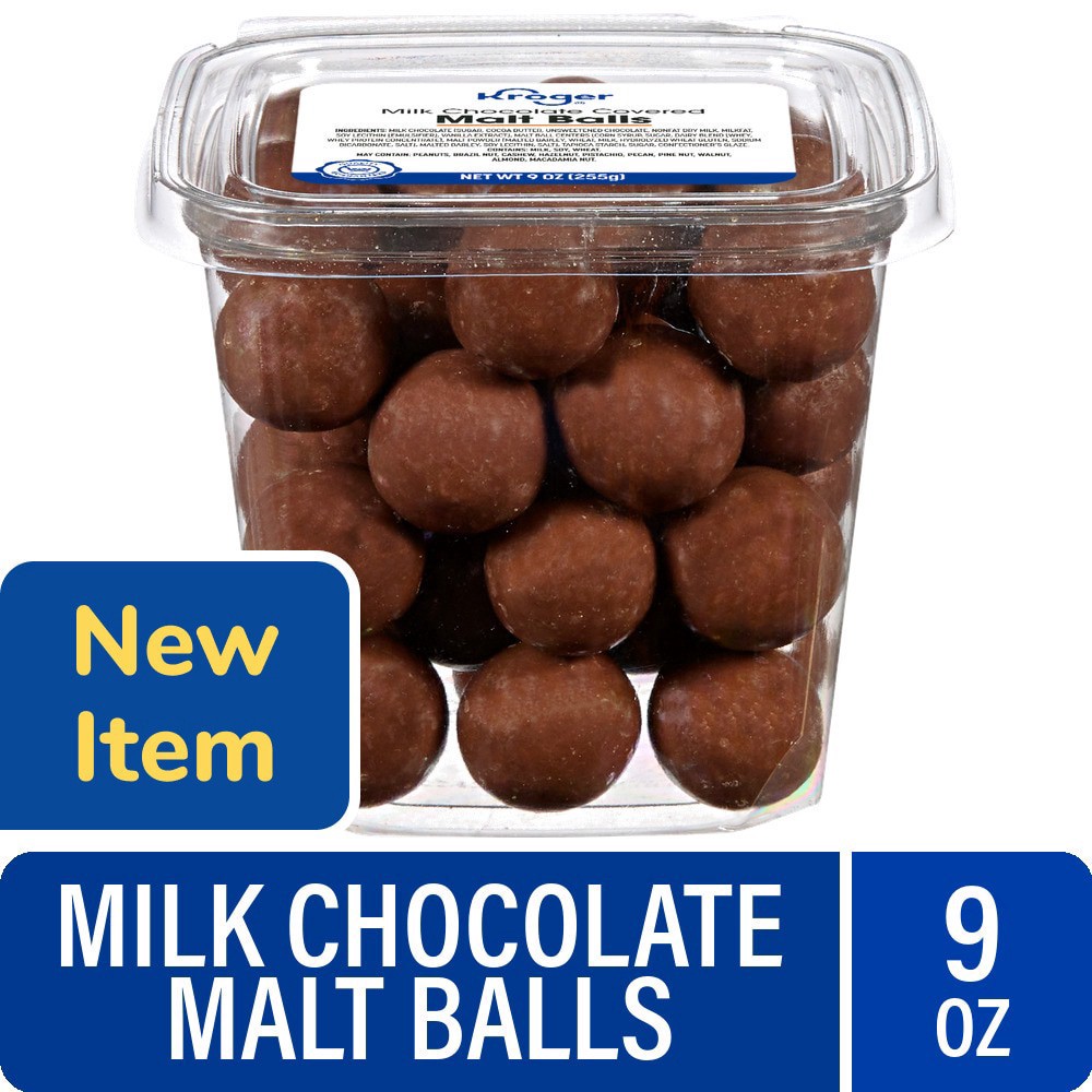 slide 1 of 1, Kroger® Milk Chocolate Covered Malt Balls, 9 oz, 9 oz