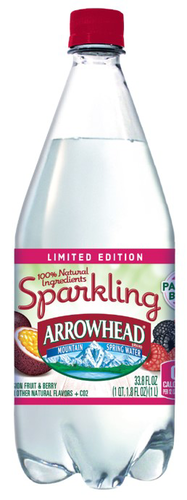 slide 1 of 1, Arrowhead Brand Sparkling Mountain Spring Water, Passion Berry 33.8-ounce plastic bottle, 33.8 fl oz