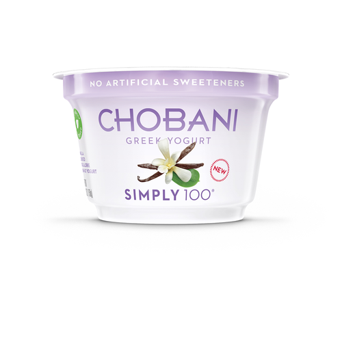 slide 1 of 1, Chobani Simply 100 Vanilla Blended Non-Fat Greek Yogurt, 5.3 oz