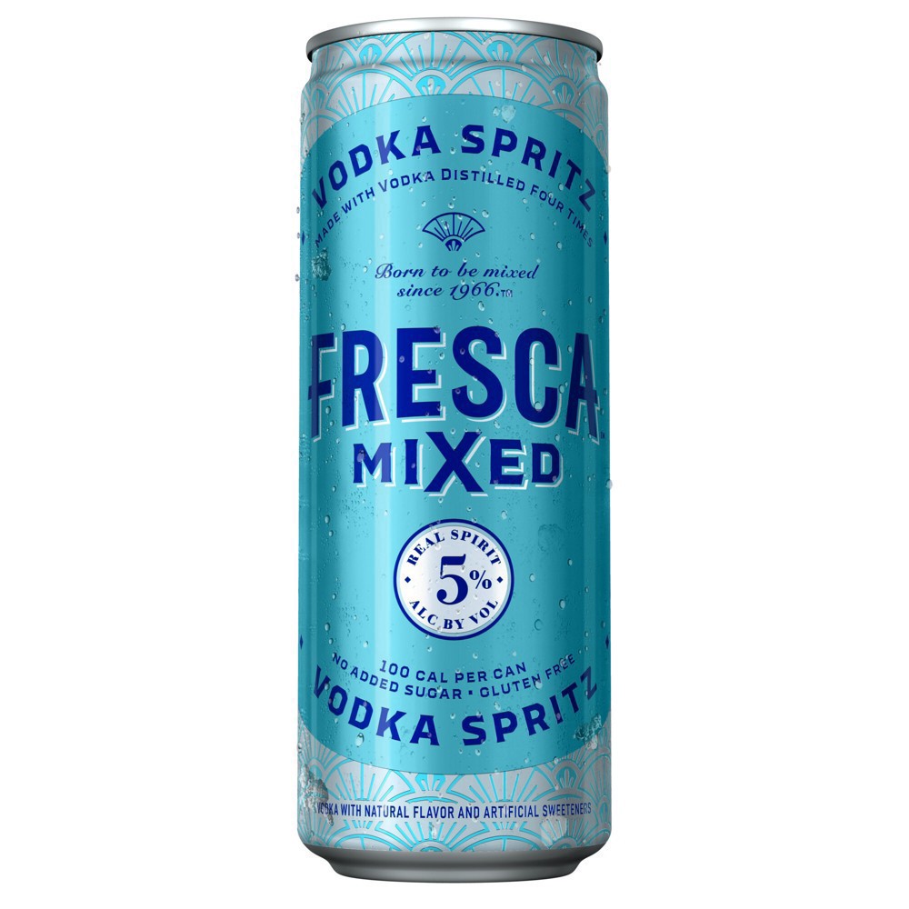 slide 2 of 7, Fresca Mixed Vodka Spritz Ready to Drink Gluten-Free Canned Cocktail, 4 pk 12 fl oz Cans, 5% ABV, 355 ml