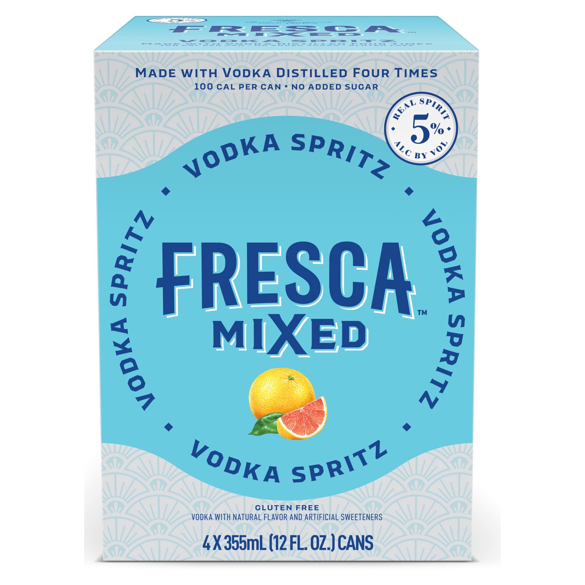 slide 7 of 7, Fresca Mixed Vodka Spritz Ready to Drink Gluten-Free Canned Cocktail, 4 pk 12 fl oz Cans, 5% ABV, 355 ml