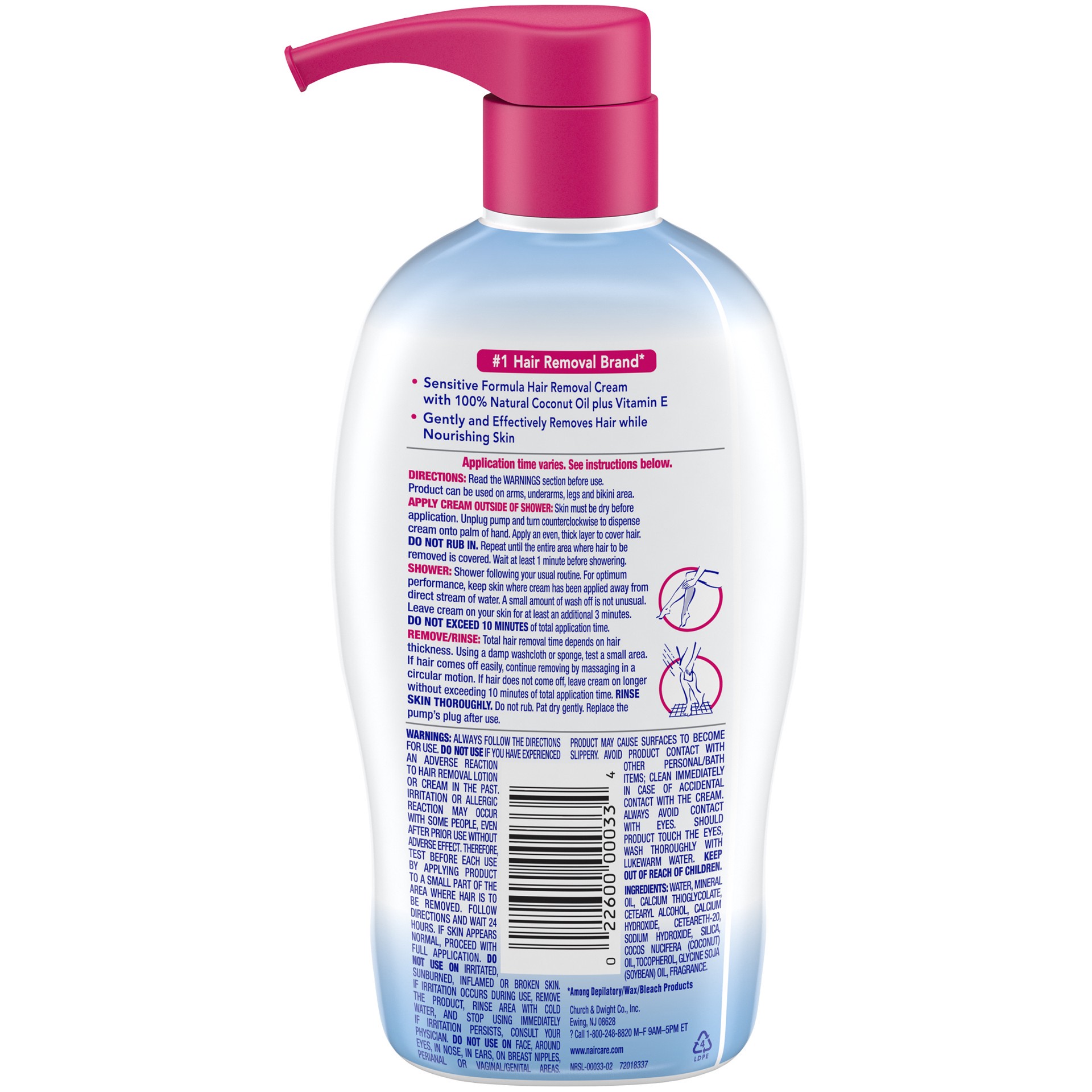 slide 3 of 4, Nair Hair Remover Sensitive Formula Shower Power with Coconut Oil and Vitamin E, 12.6oz, 12.6 oz