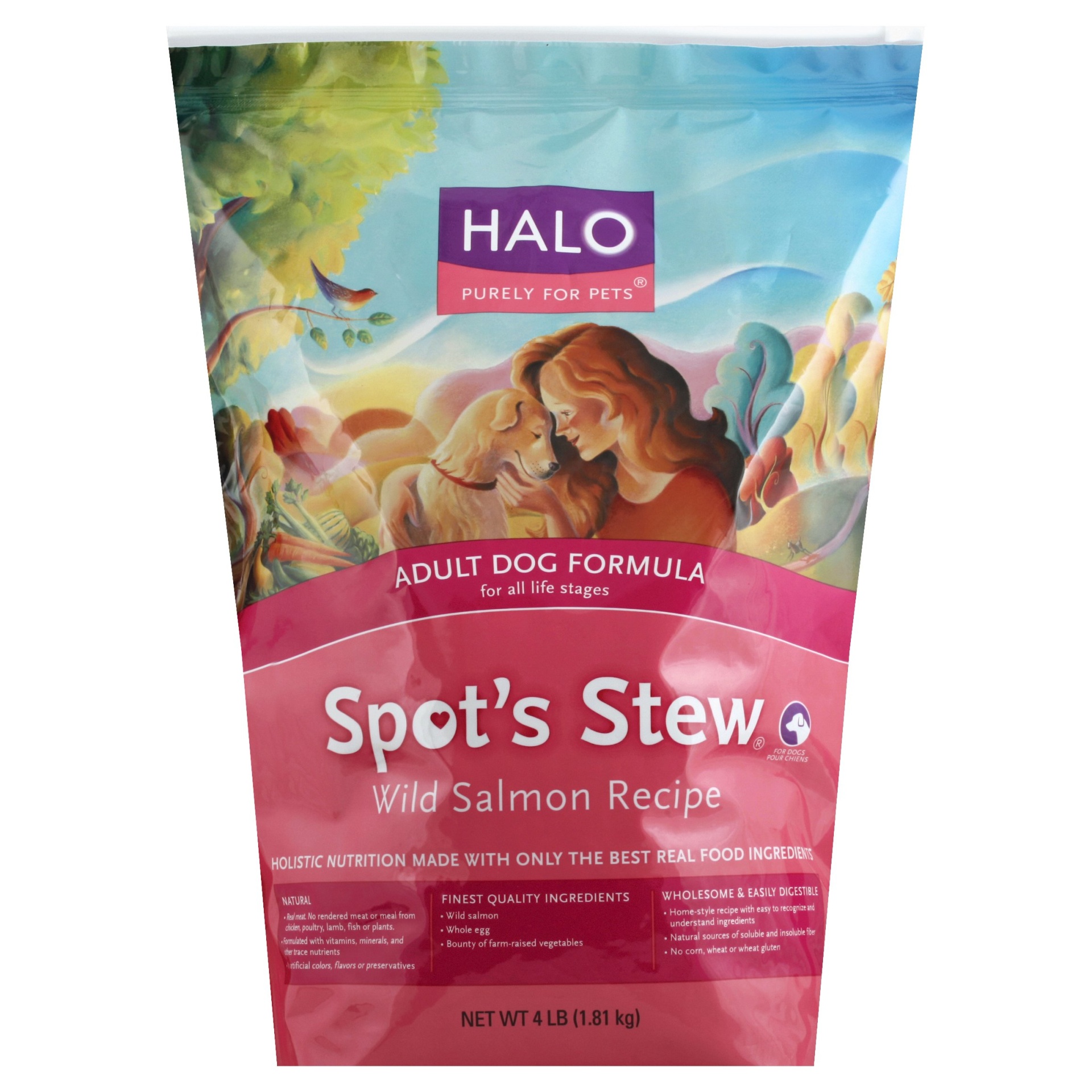slide 1 of 1, Halo Spot's Stew Wild Salmon Adult Dog Food, 4 lb