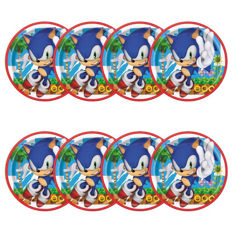 slide 3 of 3, Sonic the Hedgehog 8ct 9" Paper Plates, 8 ct