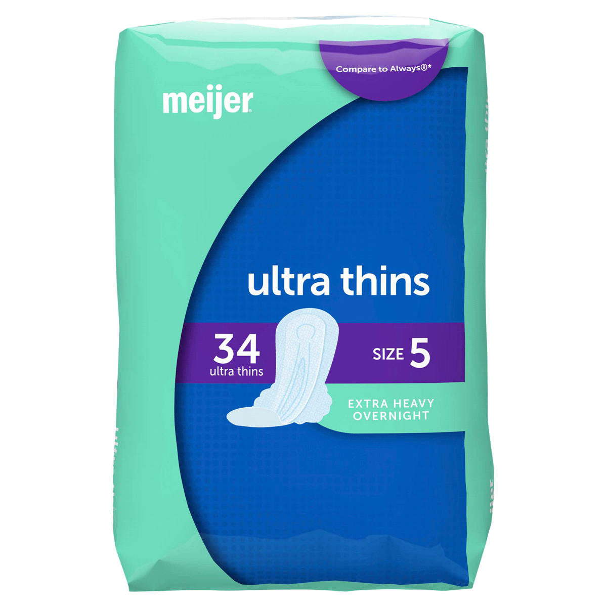 slide 1 of 1, Meijer Overnight Extra Heavy Ultra Thin Maxi Pads with Flexi-Wings, 34 ct