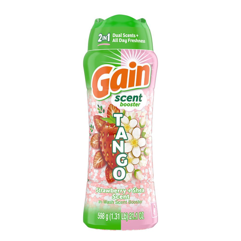 slide 1 of 1, Gain Tango 2-in-1 Laundry Scent Booster Beads, Strawberry and Shea Scent, 21.1 oz, Laundry Beads with Dual Scents Plus All Day Freshness, 1.31 lb