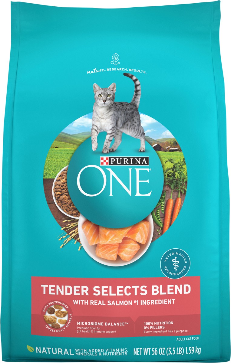 slide 4 of 9, ONE Purina ONE Natural Dry Cat Food, Tender Selects Blend With Real Salmon, 3.5 lb