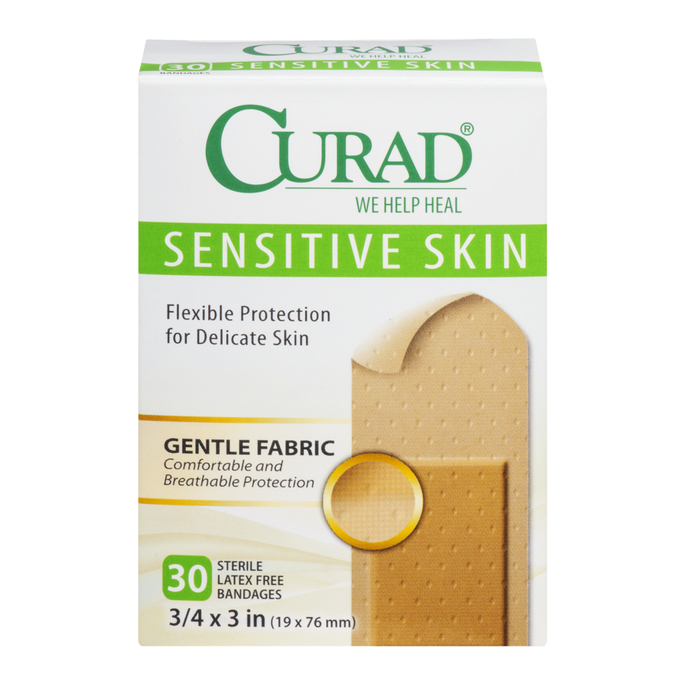 slide 1 of 1, Curad Sensitive Skin Bandages, 30 ct