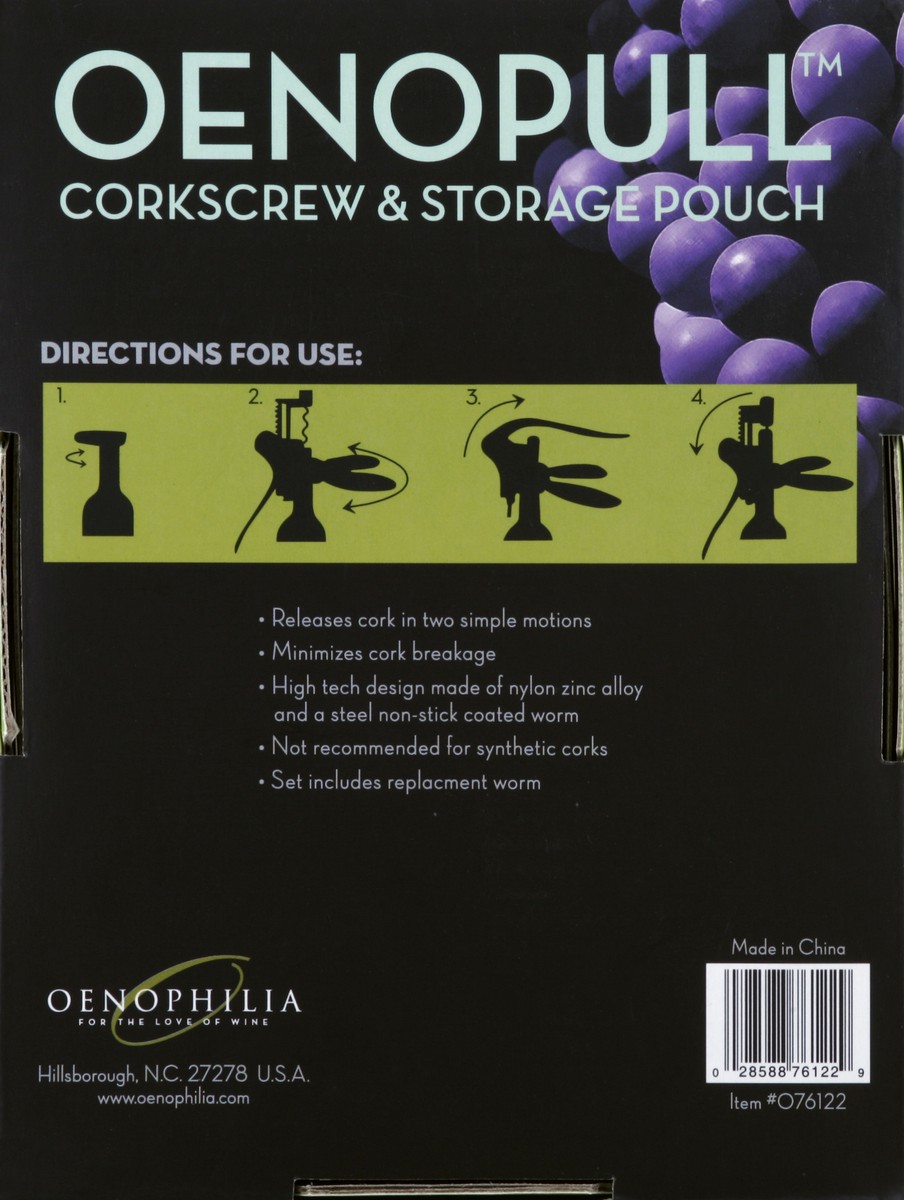 slide 4 of 5, Oenophilia Corkscrew & Storage Pouch 1 ea, 1 ct