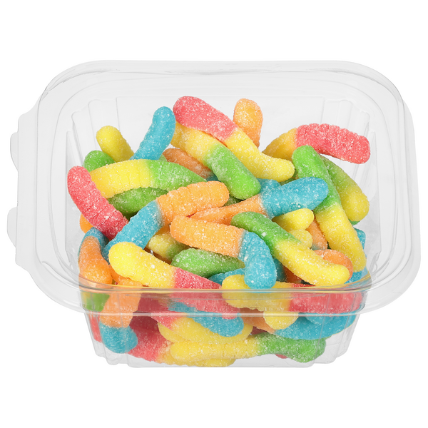 slide 1 of 9, Lunds & Byerlys Sour Mini Neon Gummy Worms 11 oz, 11 oz