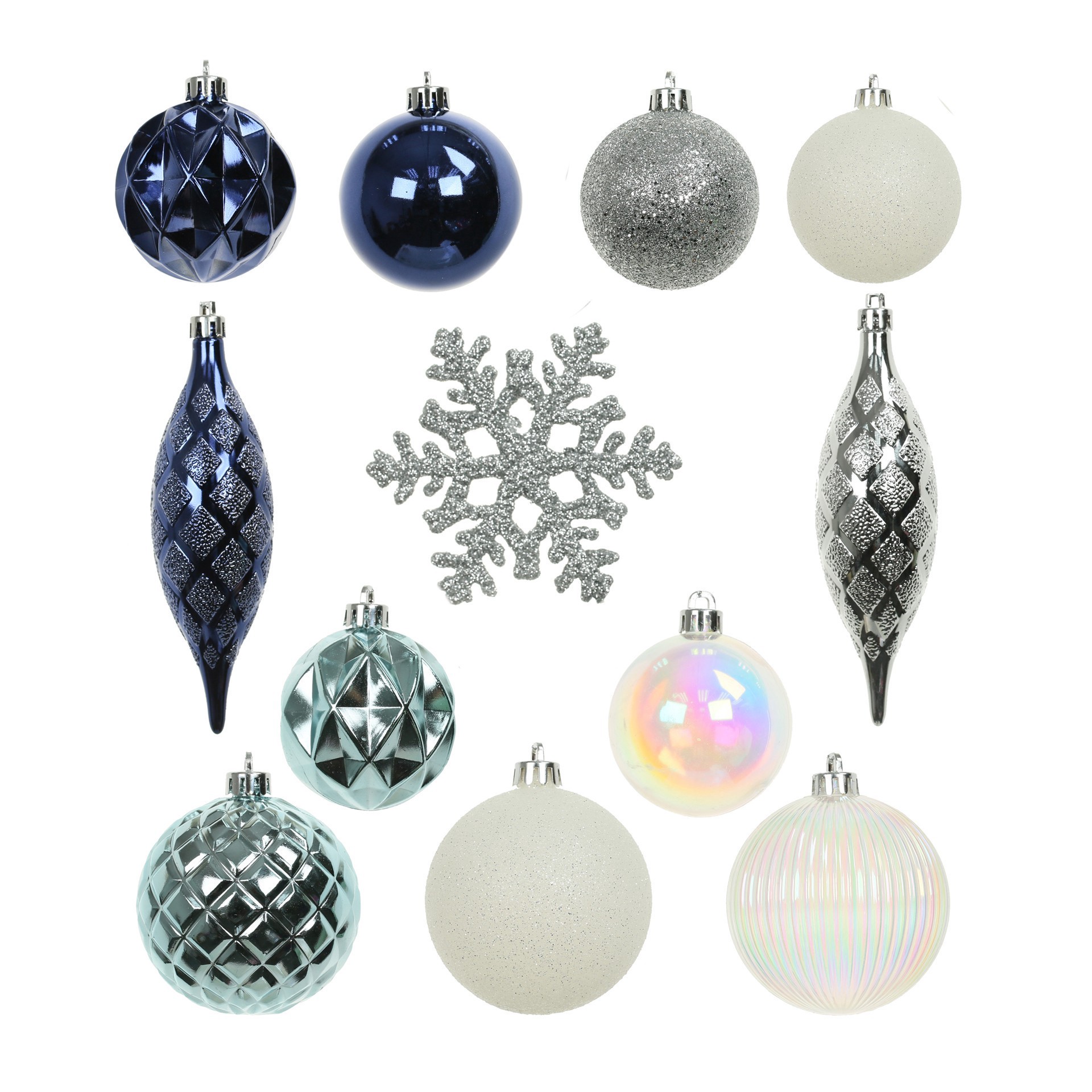 slide 3 of 3, 34 Pack Ball, Finial, & Snowflake Shatterproof Ornaments By Ashland, 34 ct