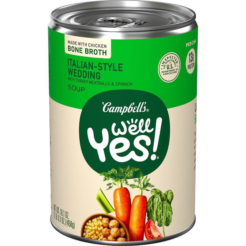 slide 1 of 7, Campbell's Well Yes! Mediterranean-Style Wedding Soup, 16.1 oz