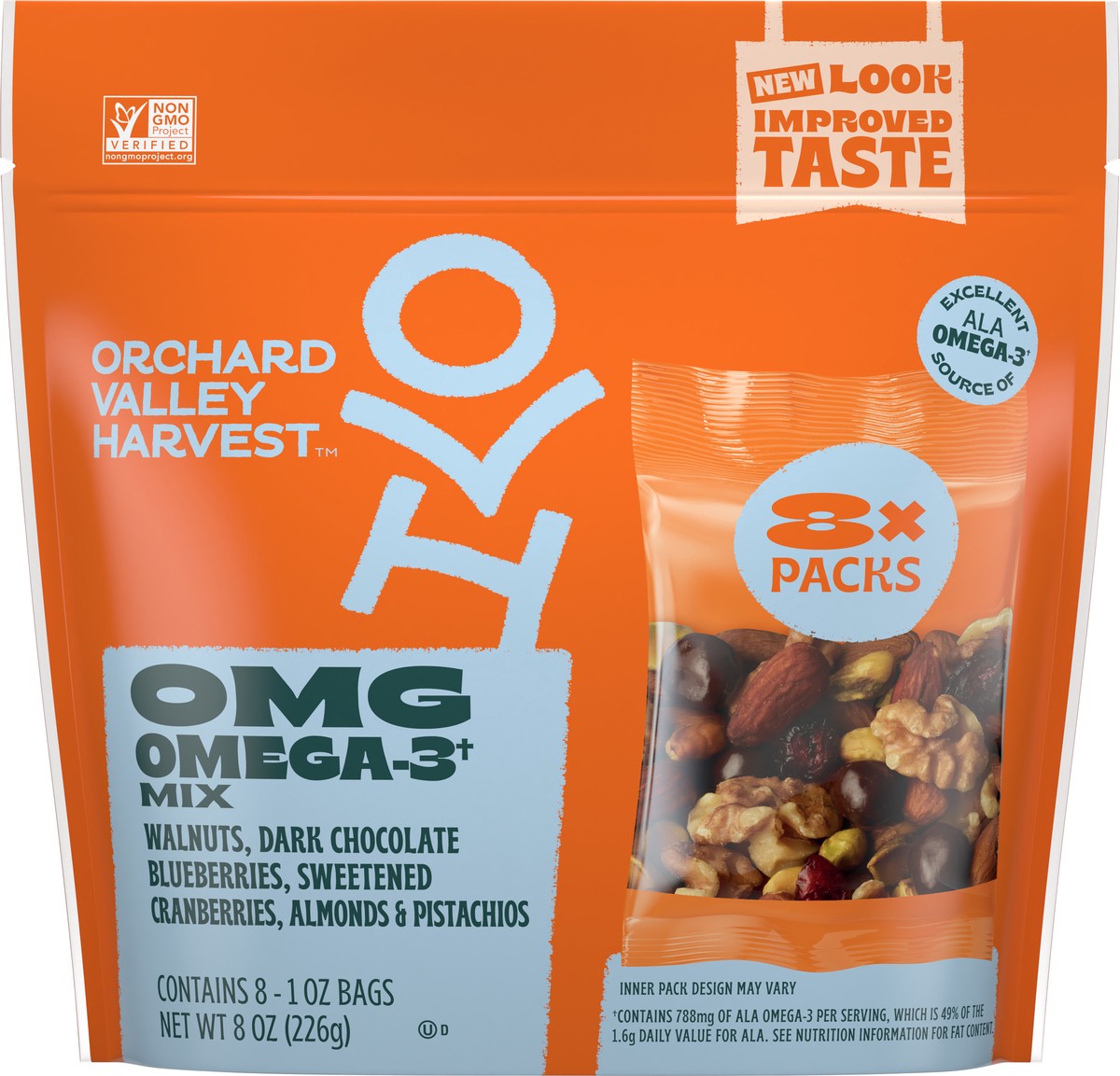 slide 10 of 13, Orchard Valley Harvest OMG Omega-3 Mix 8 - 1 oz Bags, 8 ct