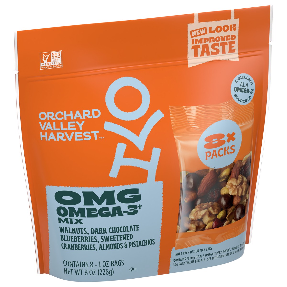 slide 4 of 13, Orchard Valley Harvest OMG Omega-3 Mix 8 - 1 oz Bags, 8 ct