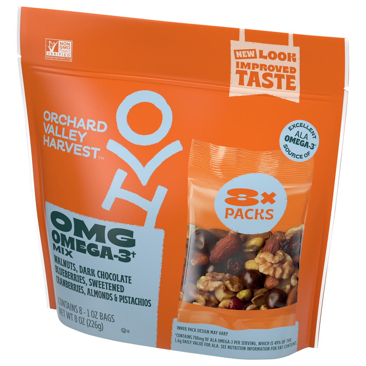 slide 8 of 13, Orchard Valley Harvest OMG Omega-3 Mix 8 - 1 oz Bags, 8 ct