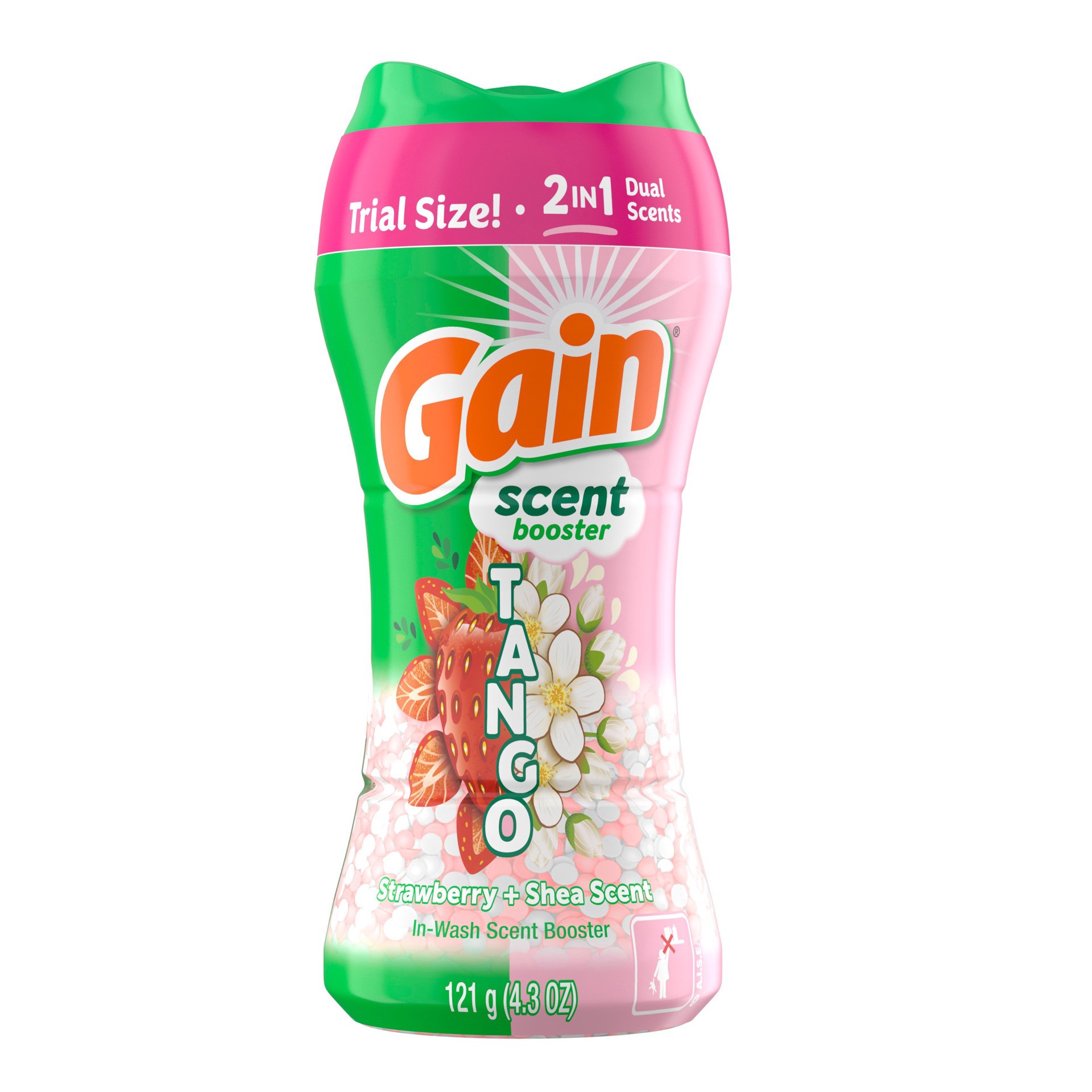 slide 1 of 1, Gain Tango 2-in-1 Laundry Scent Booster Beads, Strawberry and Shea Scent, 4.3 oz, Laundry Beads with Dual Scents Plus All Day Freshness, 4.3 oz