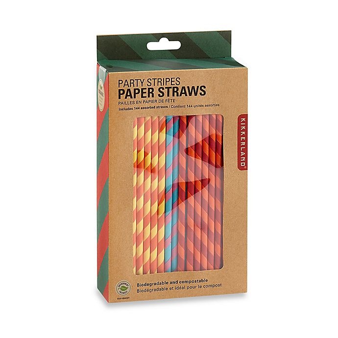 slide 1 of 1, Kikkerland Design Paper Straws - Multi Stripe, 144 ct