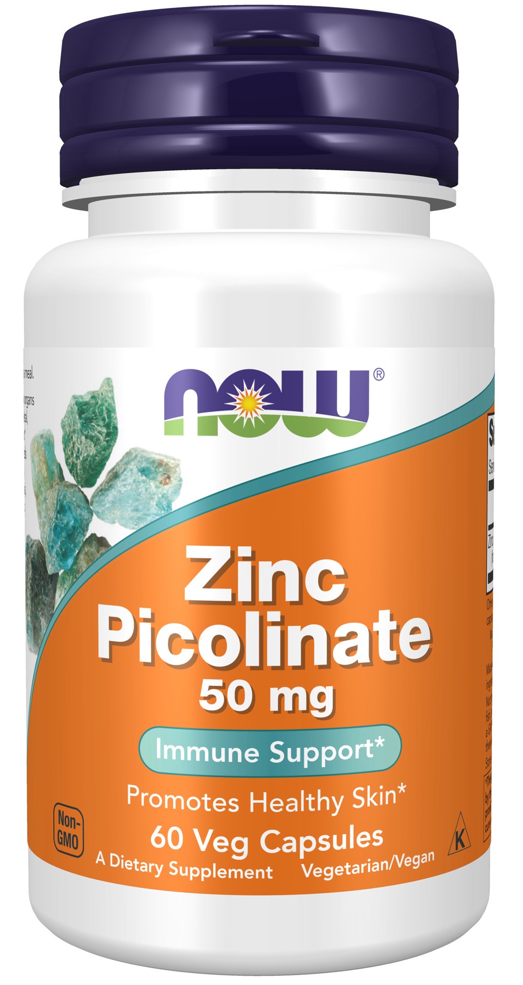 slide 1 of 4, NOW Zinc Picolinate 50 mg - 60 Veg Capsules, 60 cups