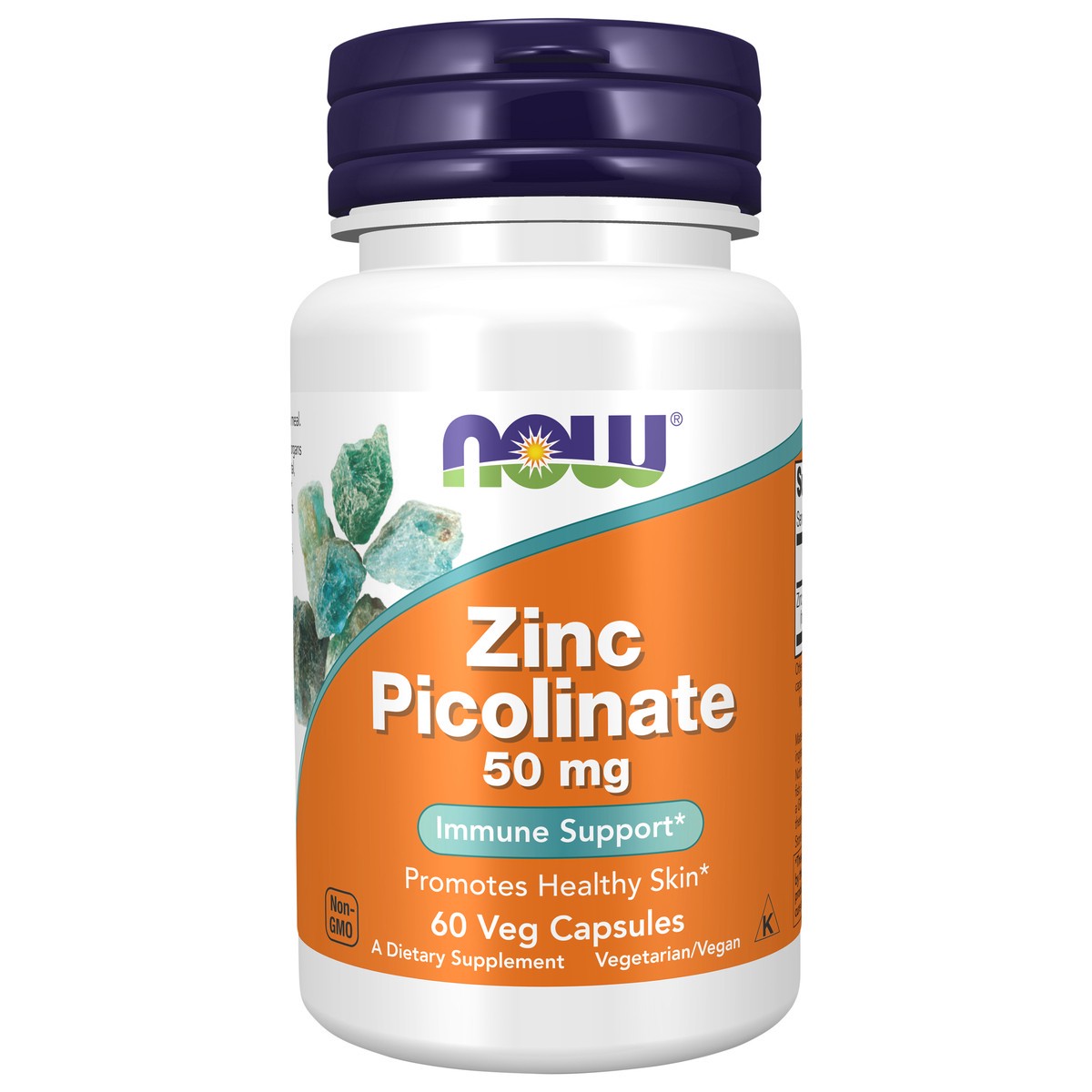 slide 1 of 4, NOW Zinc Picolinate 50 mg - 60 Veg Capsules, 60 cups