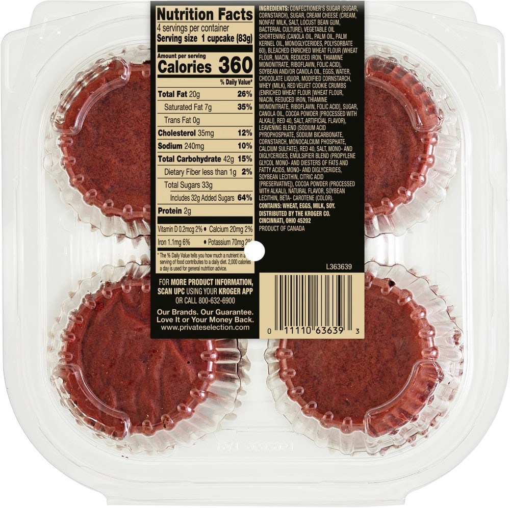 slide 2 of 2, Private Selection Red Velvet Cupcakes, 4 ct; 11.7 oz