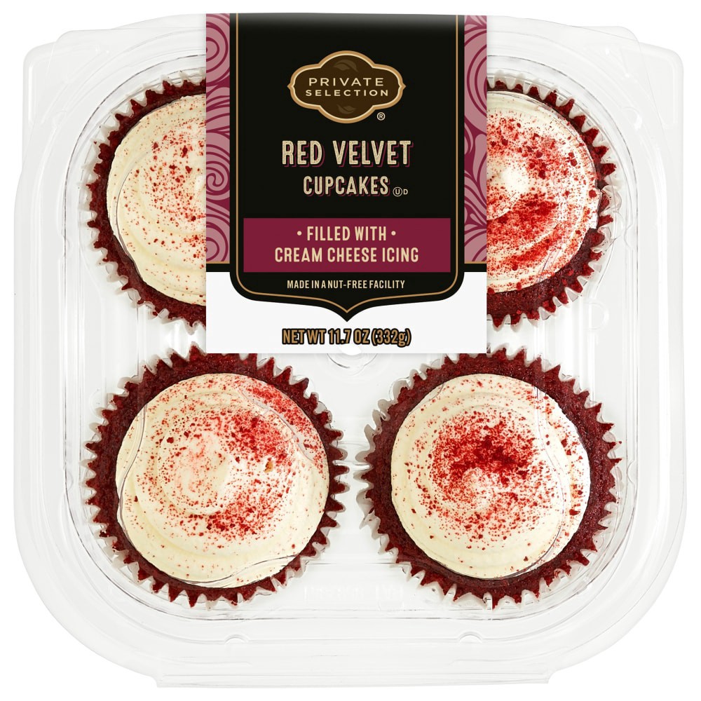 slide 1 of 2, Private Selection Red Velvet Cupcakes, 4 ct; 11.7 oz